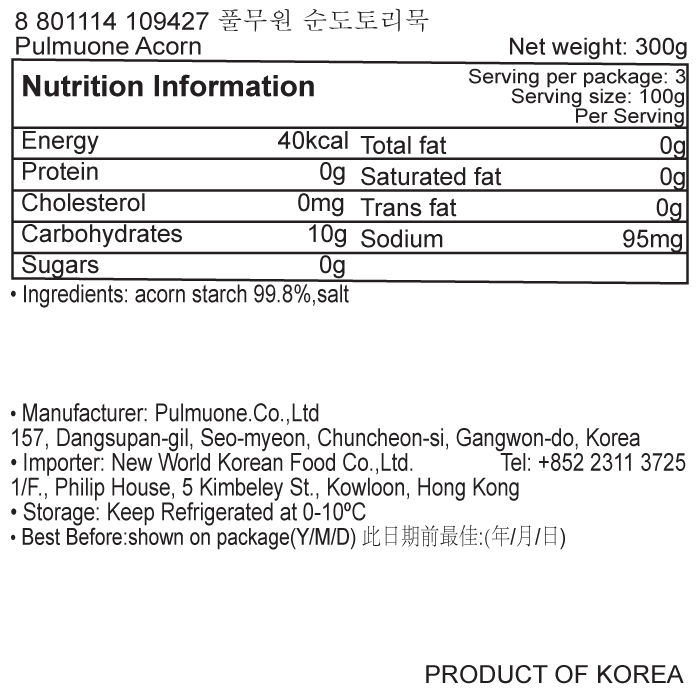 韓國食品-[풀무원] 도토리묵 300g